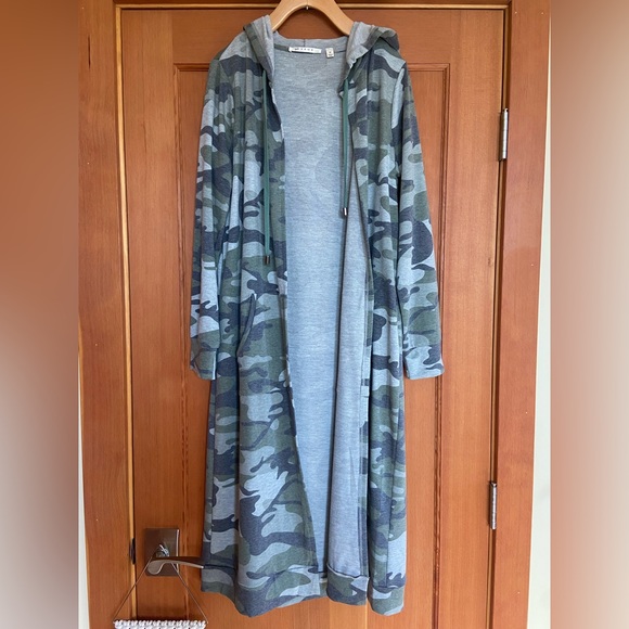 Cyrus | Camo Print Knit Duster Hooded Cardigan - Picture 5 of 14